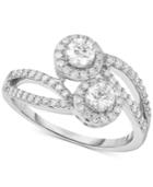 Diamond Two-stone Bypass Ring (3/4 Ct. T.w.) In 14k White Gold