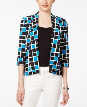 Kasper Geo-print Open-front Jacket