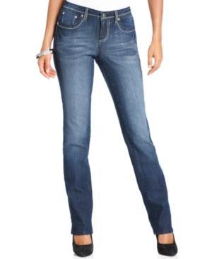 Earl Jeans Petite Jeans, Straight-leg Studded, Rinse Wash