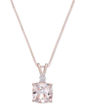 Morganite (1-1/3 Ct. T.w.) & Diamond Accent Pendant Necklace In 14k Rose Gold