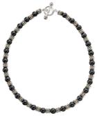 14k Gold & Sterling Silver Onyx Beaded Necklace