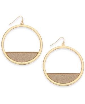 Thalia Sodi Gold-tone Glitter Drop Hoop Earrings, Created For Macy's