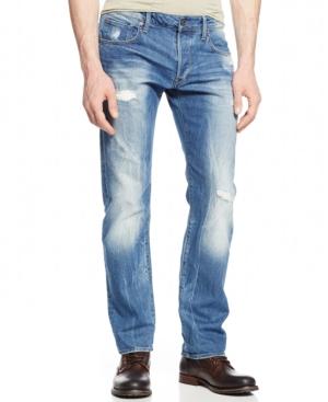G-star Raw Men's Attac Light Aged Destroyed Straight Fit Jeans
