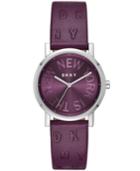 Dkny Women's Soho Port Purple Leather Strap Watch 34mm, Created For Macy's