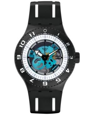 Swatch Unisex Feel The Sea Swiss Black And White Bi-injection Silicone Strap Watch 42mm Suub101