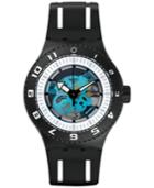 Swatch Unisex Feel The Sea Swiss Black And White Bi-injection Silicone Strap Watch 42mm Suub101
