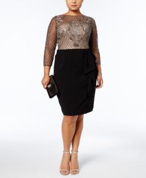 Adrianna Papell Plus Size Embellished Lattice Dress