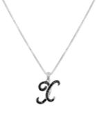 Sterling Silver Necklace, Black Diamond X Initial Pendant (1/4 Ct. T.w.)