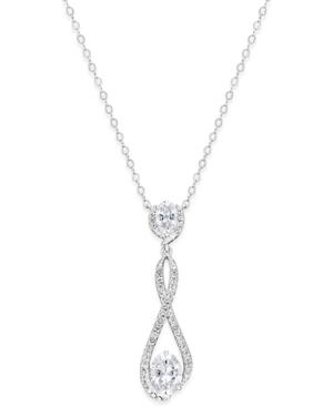 Danori Silver-tone Looped Pave Center Crystal Pendant Necklace