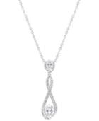 Danori Silver-tone Looped Pave Center Crystal Pendant Necklace