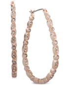 Anne Klein Rose Gold-tone Pave Oval Hoop Earrings