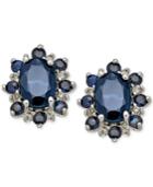 Sapphire (1-7/8 Ct. T.w.) & Diamond Accent Stud Earrings In 14k White Gold