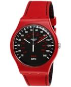 Swatch Unisex Swiss Red Brake Black And Red Double-layer Silicone Strap Watch 41mm Suor104