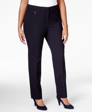 Tahari Asl Plus Size Zipper Pocket Straight Leg Pants