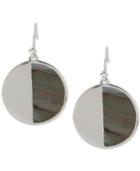 Kenneth Cole New York Silver-tone Black Mother Of Pearl Circle Drop Earrings