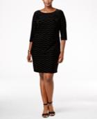 Jessica Howard Plus Size Velvet-flocked Chevron Dress