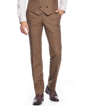 Bar Iii Brown Tweed Slim-fit Pants, Only At Macy's