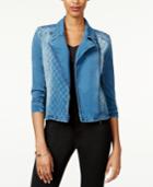 Material Girl Juniors' Quilted Denim Moto Jacket, Only At Macy's