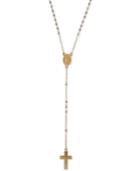Tri-color Cross 17 Lariat Necklace In 14k Gold, White Gold & Rose Gold