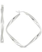 Simone I. Smith Twisted Square Hoop Earrings In Sterling Silver