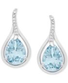 Aquamarine (1-7/8 Ct. T.w.) And Diamond Accent Teardrop Stud Earrings In 14k White Gold