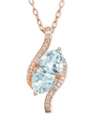 Swiss Blue Topaz (1-2/3 Ct. T.w.) & Diamond Accent 18 Pendant Neckace In 10k Gold