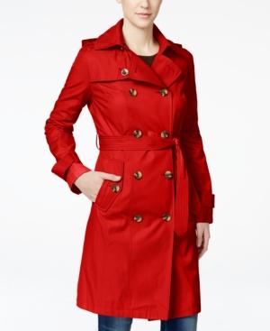 London Fog Hooded All-weather Double-breasted Trench Coat
