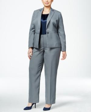 Le Suit Plus Size Three-piece One-button Striped Pantsuit