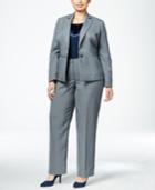 Le Suit Plus Size Three-piece One-button Striped Pantsuit