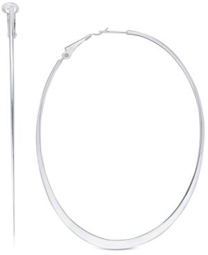 Large Flat Oval Hoop Earrings In Sterling Silver