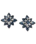 Carolee Silver-tone Blue And Clear Crystal Stud Earrings