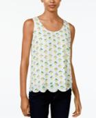 Maison Jules Scalloped Printed Top, Only At Macy's