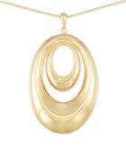 Polished Double Oval Long Length Pendant Necklace In 14k Gold Vermeil