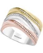 Trio By Effy Diamond Triple Band Ring (1/5 Ct. T.w.) In 14k Gold, White Gold & Rose Gold