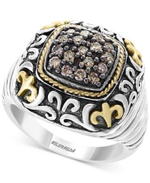 Effy Diamond Cluster Filigree Ring (1/2 Ct. T.w.) In Sterling Silver And 18k Gold