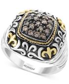 Effy Diamond Cluster Filigree Ring (1/2 Ct. T.w.) In Sterling Silver And 18k Gold