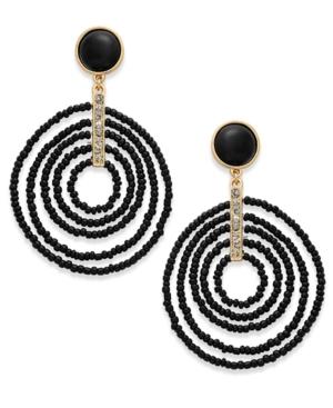 I.n.c. Gold-tone Beaded Spiral Orbital Drop Earrings, Created For Macy's