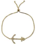 Giani Bernini Cubic Zirconia Adjustable Slider Anchor Bracelet In 18k Gold-plated Sterling Silver, Only At Macy's