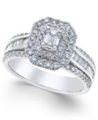Diamond Square Halo Engagement Ring (1-3/8 Ct. T.w.) In 14k White Gold
