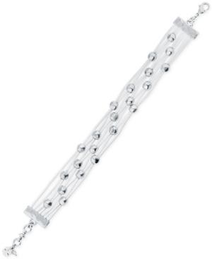 Lucky Brand Silver-tone Beaded White Leather Bracelet