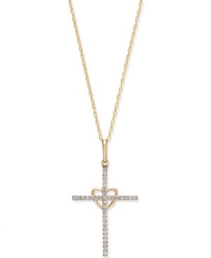 Diamond Cross Pendant Necklace (1/10 Ct. T.w.) In 10k Gold