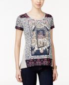 Style & Co. Mixed-print Short-sleeve Top, Only At Macy's