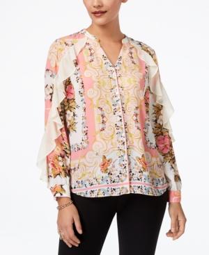 Thalia Sodi Printed Ruffled Blouse, Created For Macy's