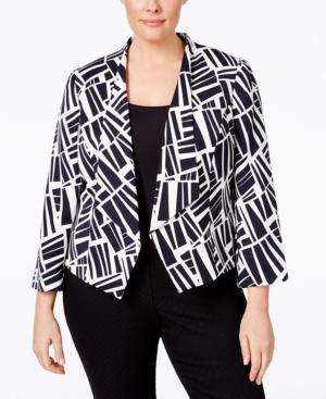 Nine West Plus Size Printed Open-front Jacket