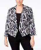 Nine West Plus Size Printed Open-front Jacket