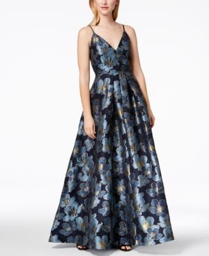 Calvin Klein Floral-print Embroidered Ballgown