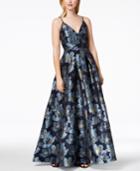 Calvin Klein Floral-print Embroidered Ballgown