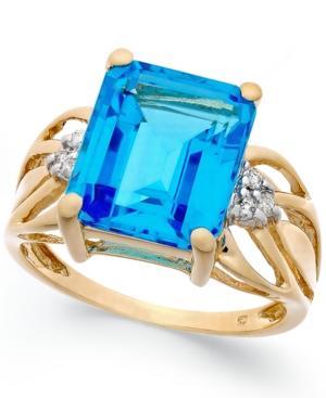 Blue Topaz (8-1/5 Ct. T.w.) And Diamond Accent Ring In 14k Gold