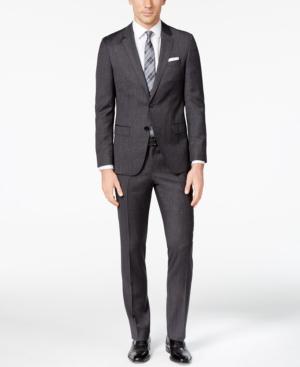 Hugo Men's Slim-fit Charcoal Donegal Suit