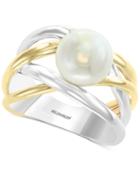 Effy Cultured Freshwater Pearl (9mm) Crisscross Ring In Sterling Silver & 14k Gold